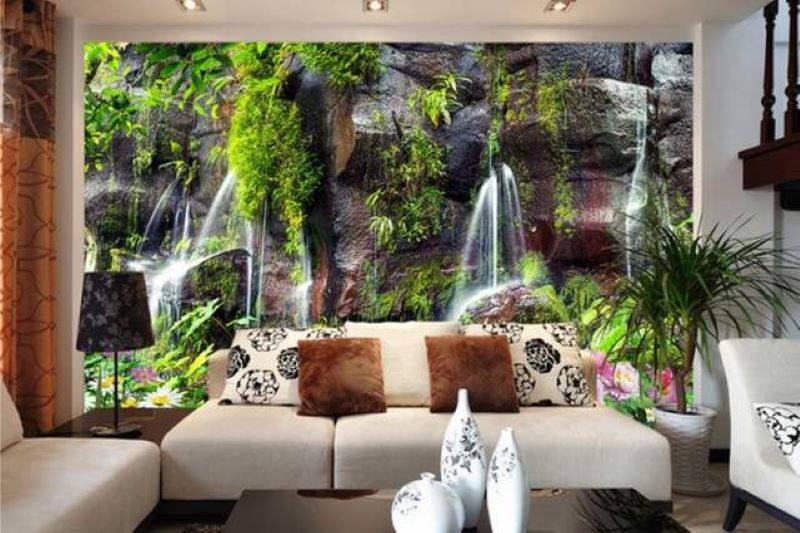 ColourDrive-Polyvinyl Chloride Waterfall House Wall Wallpaper Design for Master Bedroom